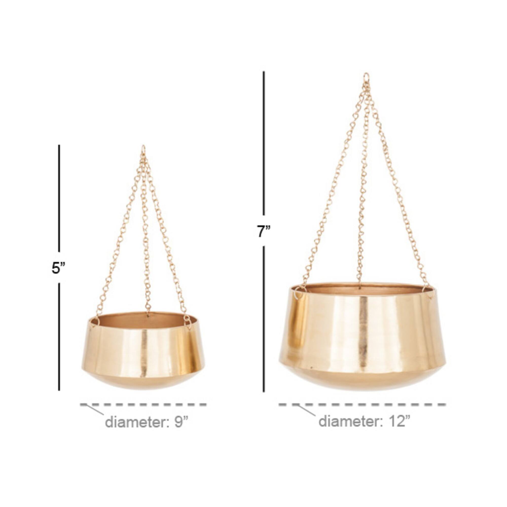 Gold Metal Glam Hanging Planter Set